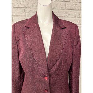 Morgan Miller Women's Burgundy Brocade 2 PCs Skirt Suit Size 10